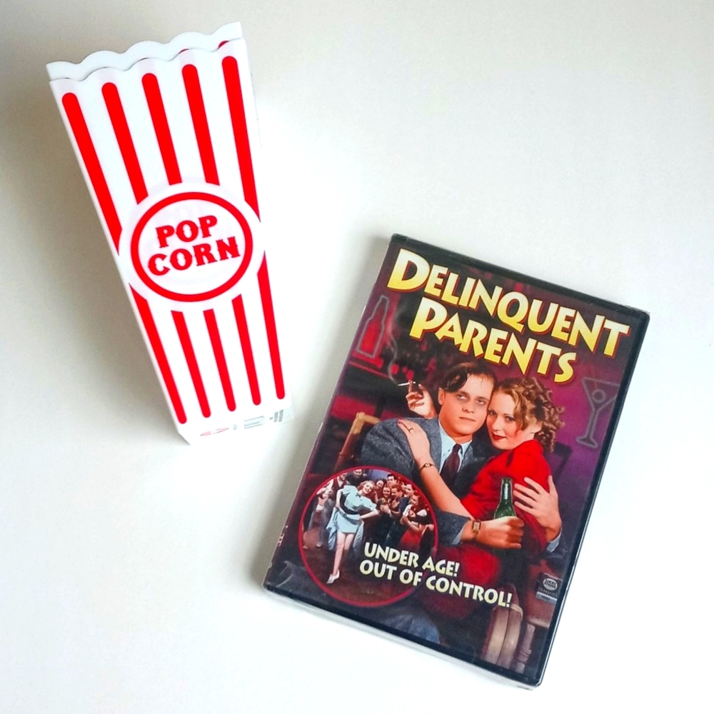 Delinquent Parents DVD Classic Pulp Movie w/ 2 New Reusable Popcorn Containers